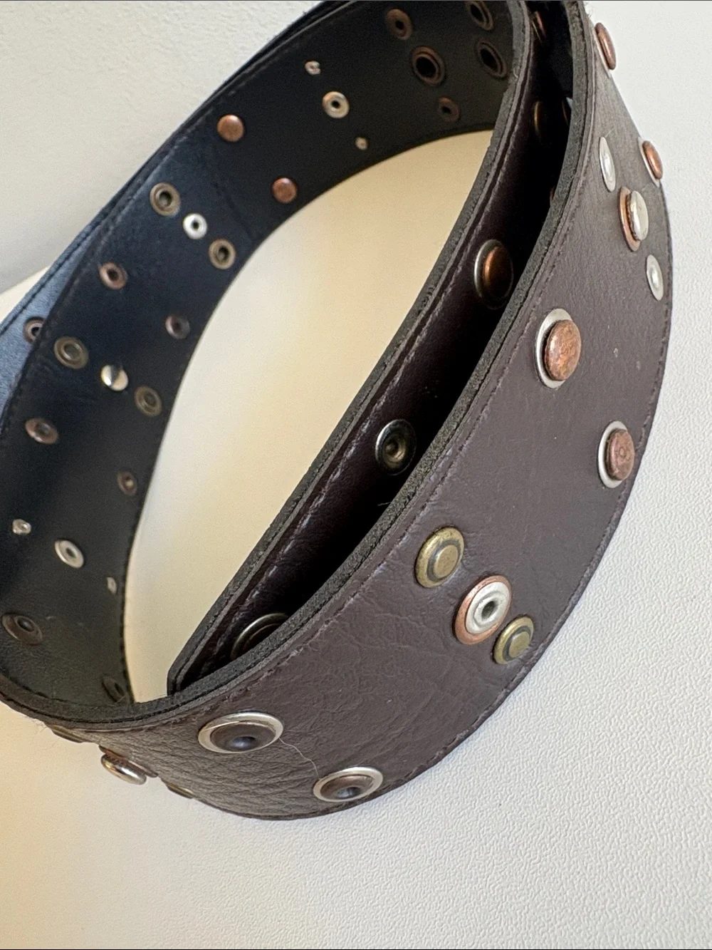 Brown Double Row Grommet Belt Boho Y2K‎ Festival Studded